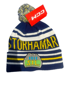 Hovedbilde Lue med dusk Gul, bl&aring; og hvit CCM